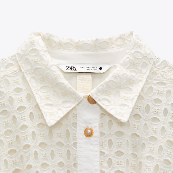 ZARA BNWT Openwork Embroidered Dress with Cuffed Sleeve - Picture 9 of 13